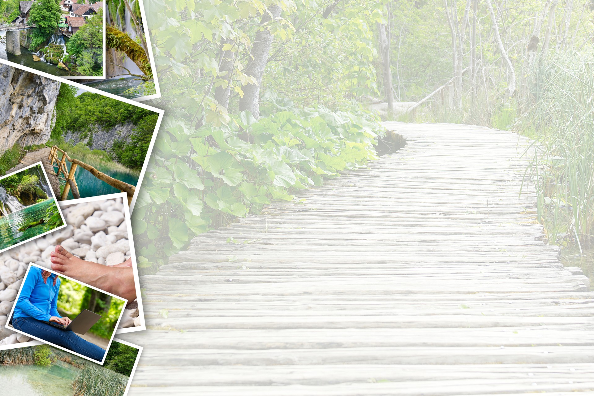 Travel collage, mosaic with pictures image of different places and landscapes.